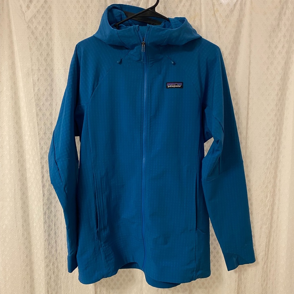 Patagonia Blue R1 Hooded Lightweight Tech Full Zip Jacket